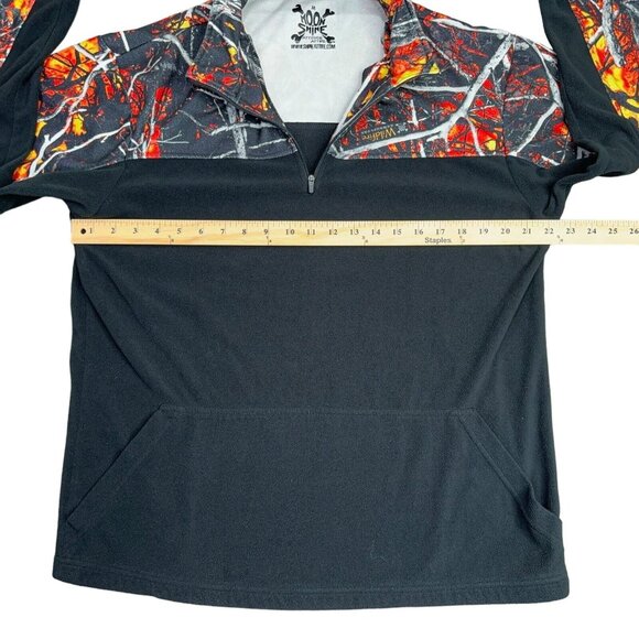 Moonshine Attitude Attire Fleece Mens Medium Red Black 1/4 Zip Wildfire Camo M - Picture 7 of 10